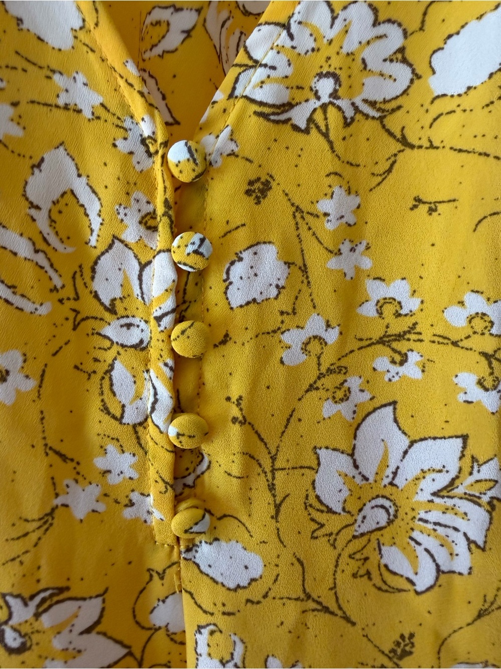 Carolina Belle Yellow Floral V-Neck Flutter Sleeve Blouse - Picture 2 of 5